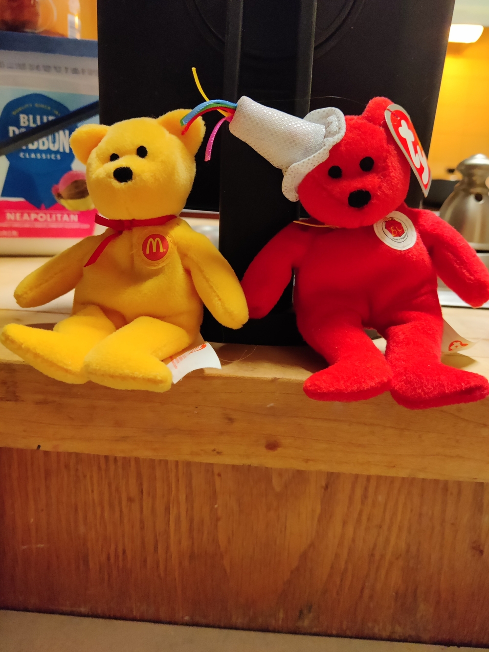 Ty Beanie Baby Plush Bears - Yellow & Red McDonald's Set